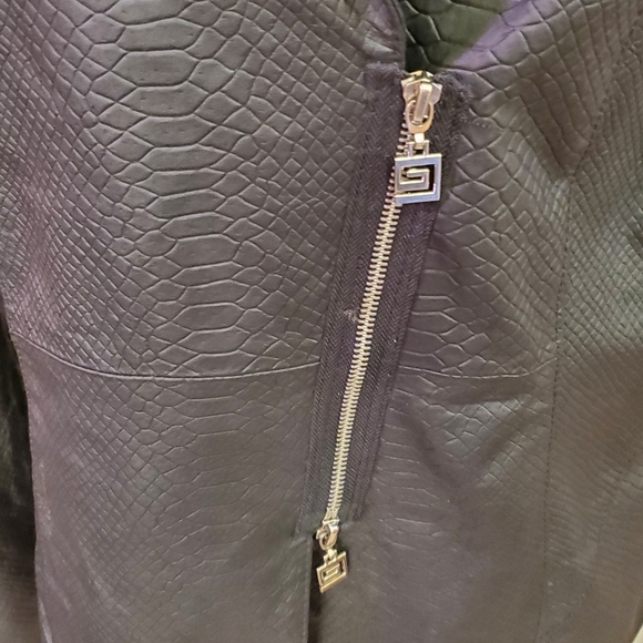 Pamela McCoy Textured Black Genuine Leather Blazer, Size Large - Picture 10 of 16